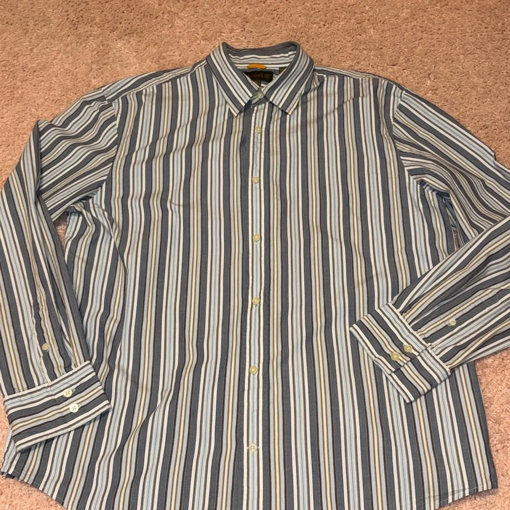 Timberland long sleeve stripe button down casual dress shirt men’s XXL - Picture 2 of 10